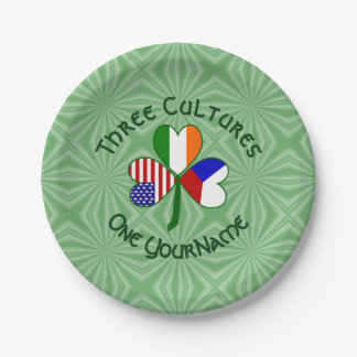 Personalized Czechia Ireland USA Shamrock Party Paper Plates