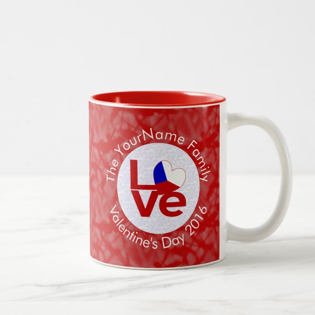 Personalized Czechia Red LOVE Flag Two-Tone Coffee Mug (Right)