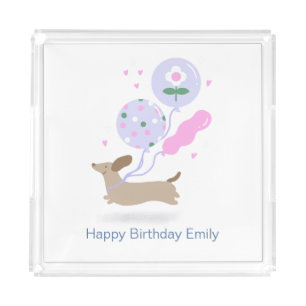 Personalized Dachshund Birthday Party Dog Lover  Acrylic Tray