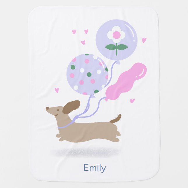 Personalized Dachshund Birthday Party Dog Lover  Baby Blanket (Front)