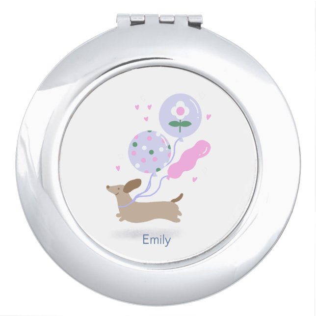 Personalized Dachshund Birthday Party Dog Lover  Compact Mirror (Front)