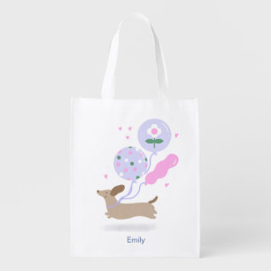 Personalized Dachshund Birthday Party Dog Lover Grocery Bag