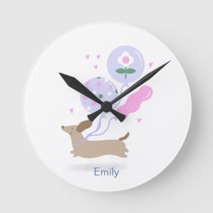 Personalized Dachshund Birthday Party Dog Lover Round Clock