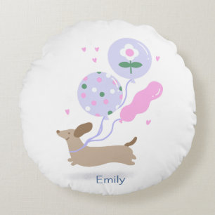Personalized Dachshund Birthday Party Dog Lover Round Pillow