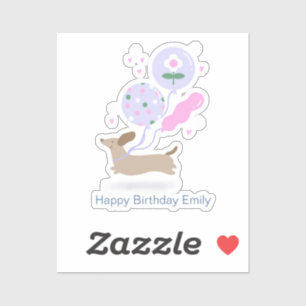 Personalized Dachshund Birthday Party Dog Lover  Sticker