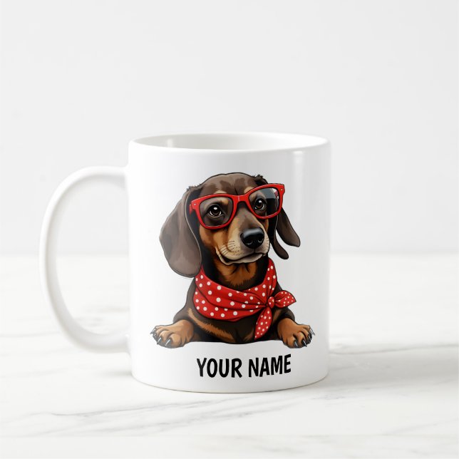 Personalized Dachshund Coffee Mug – Cute Sausage  (Left)