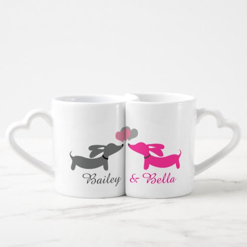 Personalized Dachshund Couples Nested Mug Set