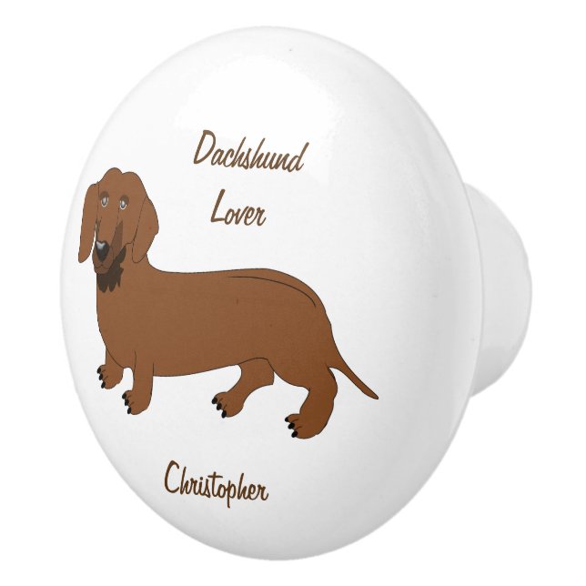 Personalized Dachshund Design Ceramic Knob (Right)