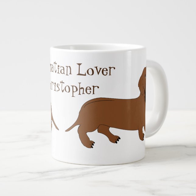 Personalized Dachshund Design Giant Coffee Mug (Front Right)