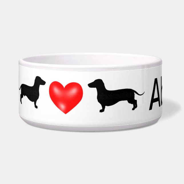 Personalized Dachshund Dog Bowl (Left)
