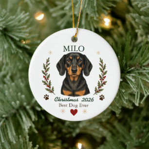 Personalized Dachshund Dog Christmas Ceramic Ornament