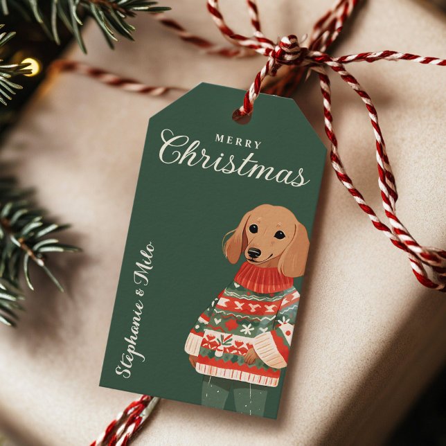 Personalized Dachshund Dog Christmas Gift Tag (Creator Uploaded)