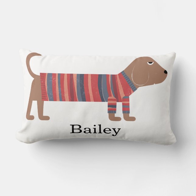 Personalized Dachshund Dog Lumbar Pillow (Front)