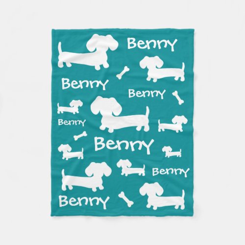 Personalized Dachshund Fleece Blanket for Doxies