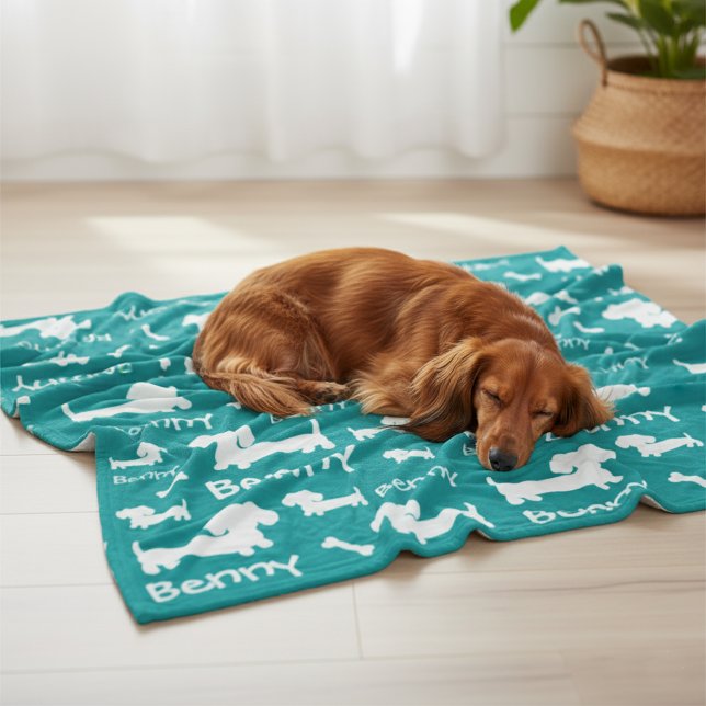 Personalized Dachshund Fleece Blanket for Doxies (Personalized dachsund blanket)