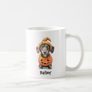 Personalized Dachshund Halloween Pumpkin Dog Coffee Mug