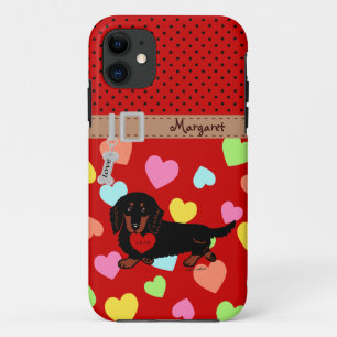 Personalized Dachshund Long Haired Black and Tan iPhone 11 Case