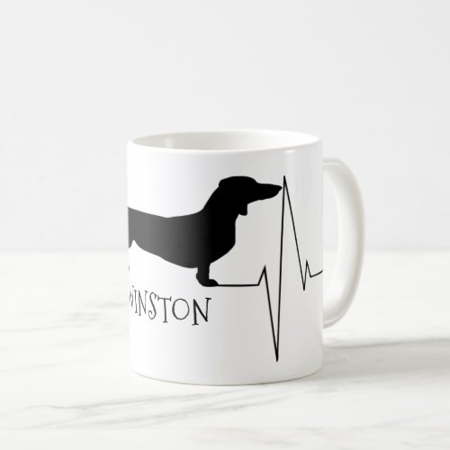 Personalized Dachshund Love My Dog Heart Beat Coffee Mug