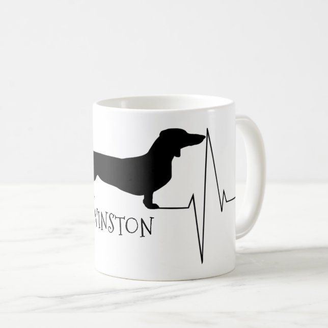 Personalized Dachshund Love My Dog Heart Beat Coffee Mug (Front Right)
