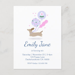 Personalized Dachshund Lover Birthday Party Pink Postcard