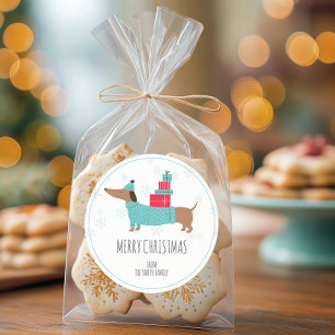 Personalized Dachshund Merry Christmas Classic Round Sticker