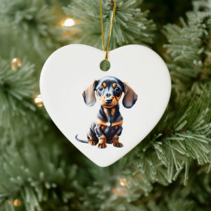 Personalized Dachshund Puppy Ceramic Ornament