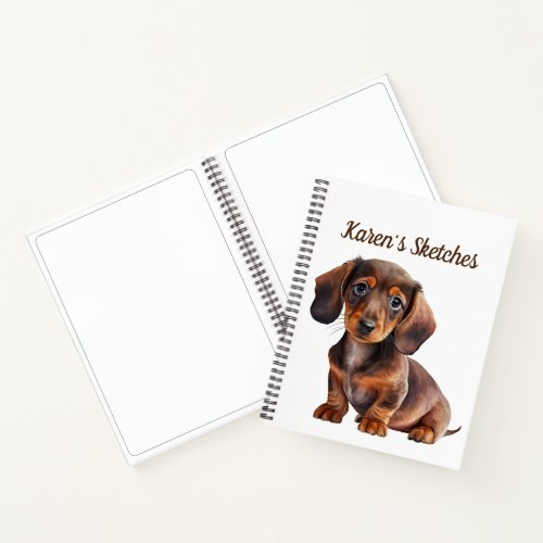 Personalized Dachshund Puppy Sketch Notebook