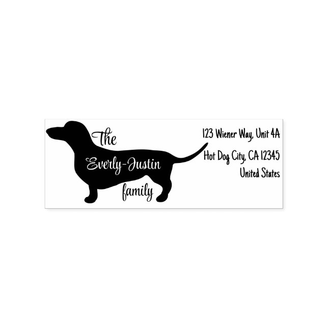 Personalized Dachshund Silhouette with Script Name Rubber Stamp (Imprint)