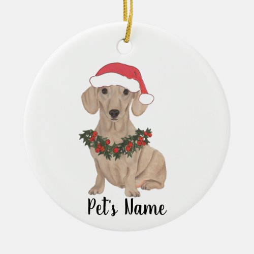 Personalized Dachshund Smooth Red Ceramic Ornament