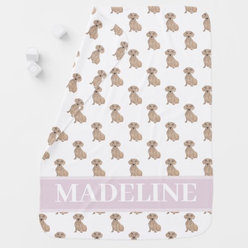 Personalized Dachshund Smooth Red Pink Baby Blanket