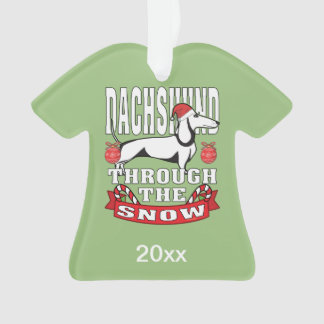 Personalized Dachshund Through The Snow Holiday Ornament