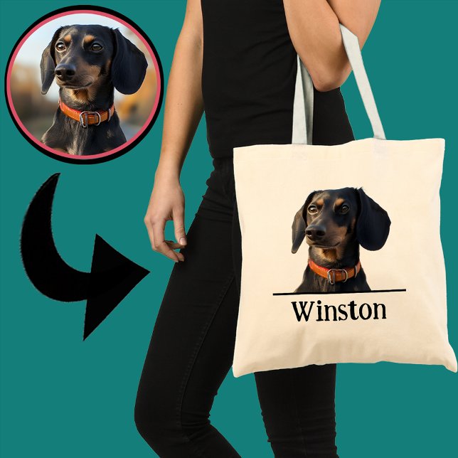 Personalized Dachshund Tote–Custom Pet Portrait Tote Bag (Creator Uploaded)