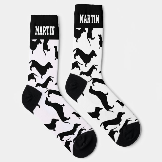 Personalized Dachshund Wiener Dog Pattern Socks (Right)