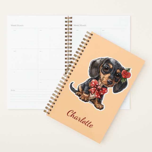 Personalized Dachshund with Custom Name Planner (Display)