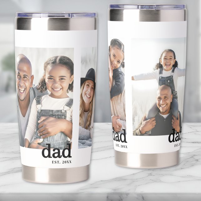 Personalized Dad 3 Photo Collage Father Insulated Tumbler (Personalized Dad 3 Photo Collage Father Insulated Tumbler)