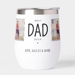Personalized Dad 4 Photos Best Dad Ever Modern Thermal Wine Tumbler