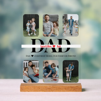 Personalized Dad Acrylic Sign with 6 Custom Photos