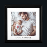 Personalized Dad And Baby Photo Wood Keepsake Box<br><div class="desc">A sweet personalized photo wood lacquered keepsake box. Replace this photo with your own favorite photo of any kind.</div>