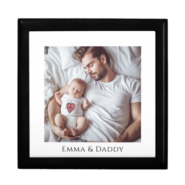 Personalized Dad And Baby Photo Wood Keepsake Box (Front)