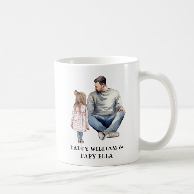 Personalized Dad and Daughters (12) Coffee Mug (Right)
