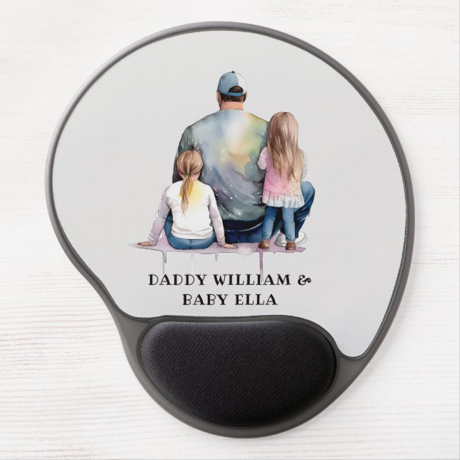 Personalized Dad and Daughters (9) Gel Mouse Pad (Front)