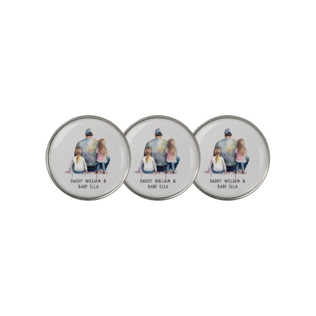 Personalized Dad and Daughters (9) Golf Ball Marker (3 Up)
