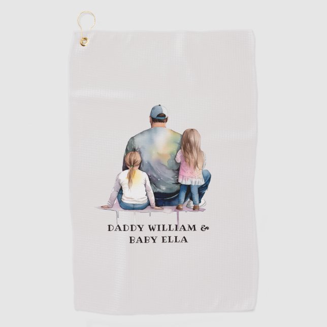 Personalized Dad and Daughters (9) Golf Towel (Front)