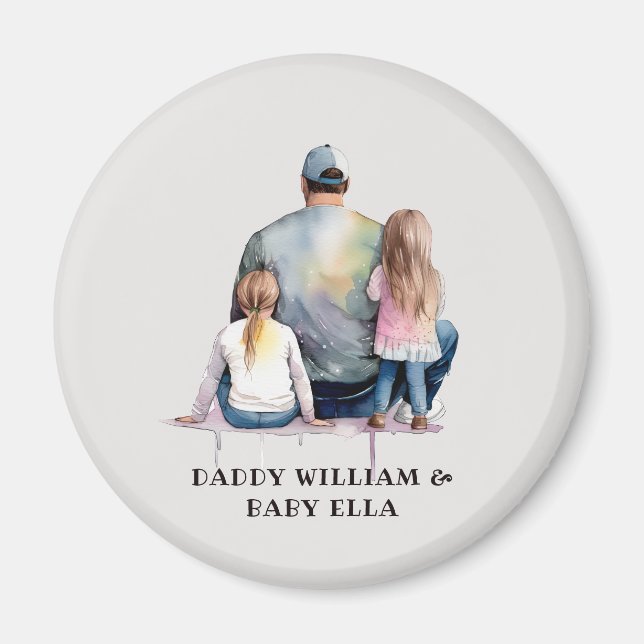 Personalized Dad and Daughters (9) Magnet (Front)