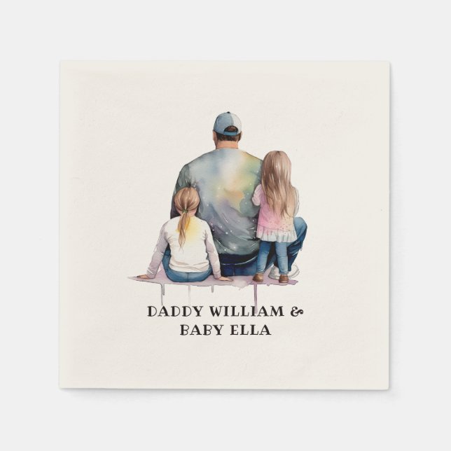 Personalized Dad and Daughters (9) Napkins (Front)