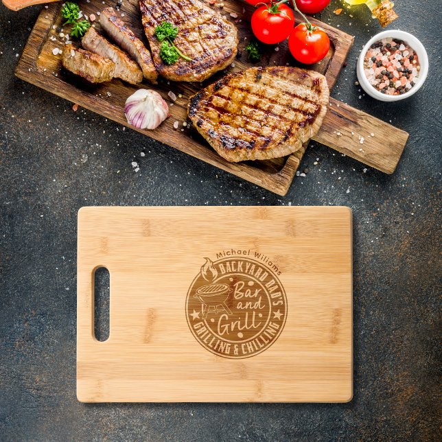 Personalized Dad Bar and Grill  Engraved Cutting Board (Creator Uploaded)