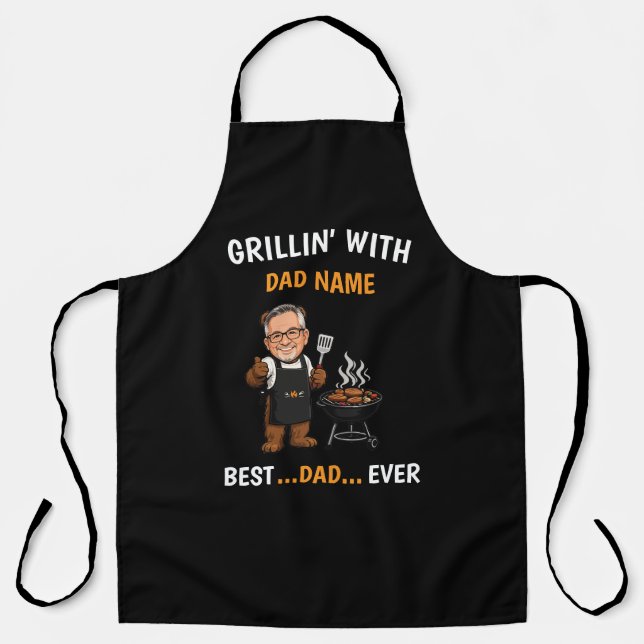 Personalized Dad BBQ | Custom Dad Name Apron (Front)