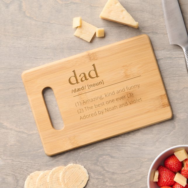 Personalized Dad Definition Kids names Modern Engraved Cutting Board (Cheese)