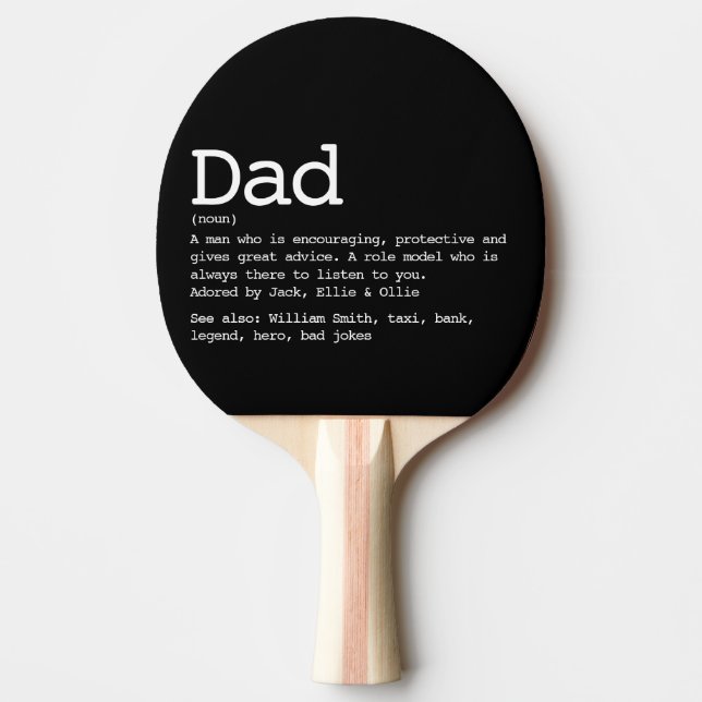 Personalized Dad Definition Modern Black Ping Pong Paddle (Front)
