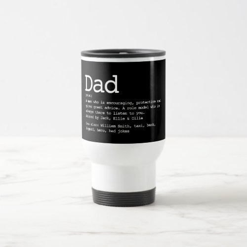 Personalized Dad Definition Modern Black Travel Mug